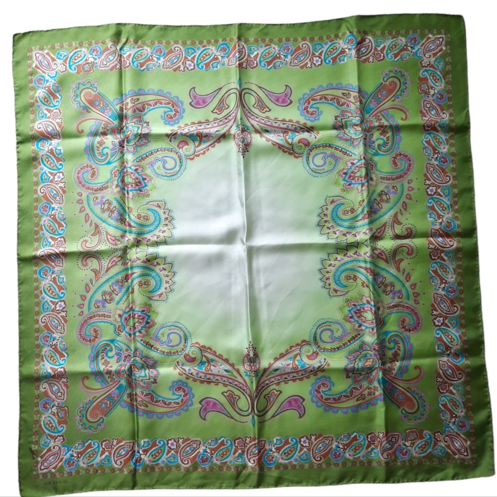 Vakko Silk Scarf Retro Paisley Print
